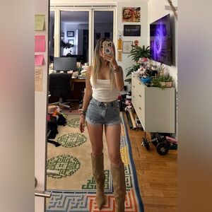 ⚡️One•Teaspoon•Blue Distressed High-waisted Denim Shorts